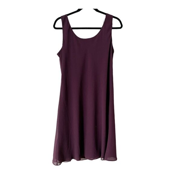 R&M Richards Plus Size Plum Chiffon Sleeveless Beaded Party Dress Size 16 - Picture 2 of 8